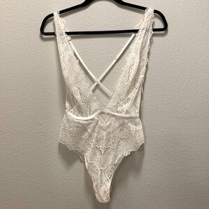 Victoria's Secret White Lace Bodysuit